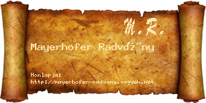 Mayerhofer Radvány névjegykártya